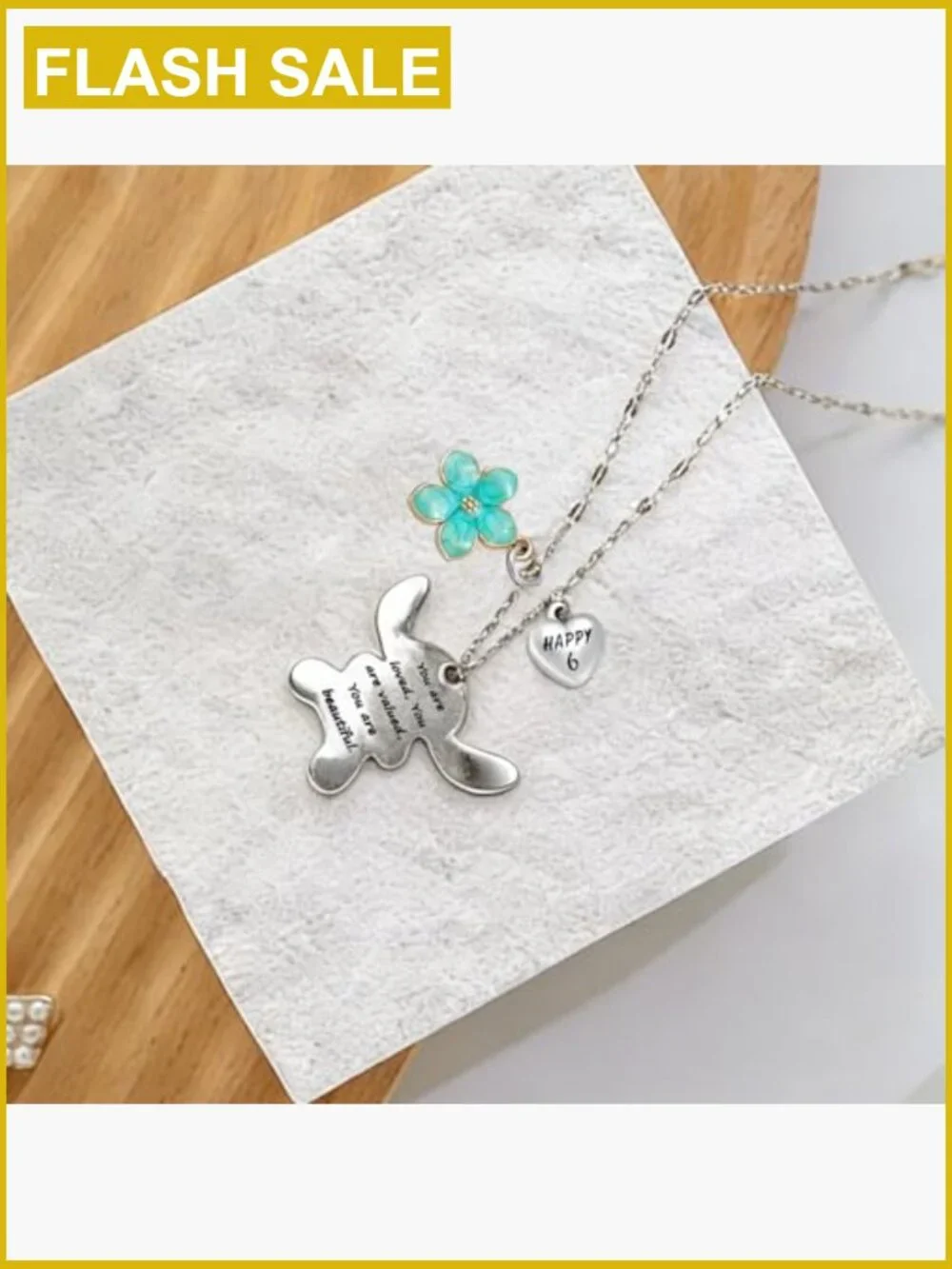 Engraved Girls Necklace You Are Loved Valued Beautiful Pendant